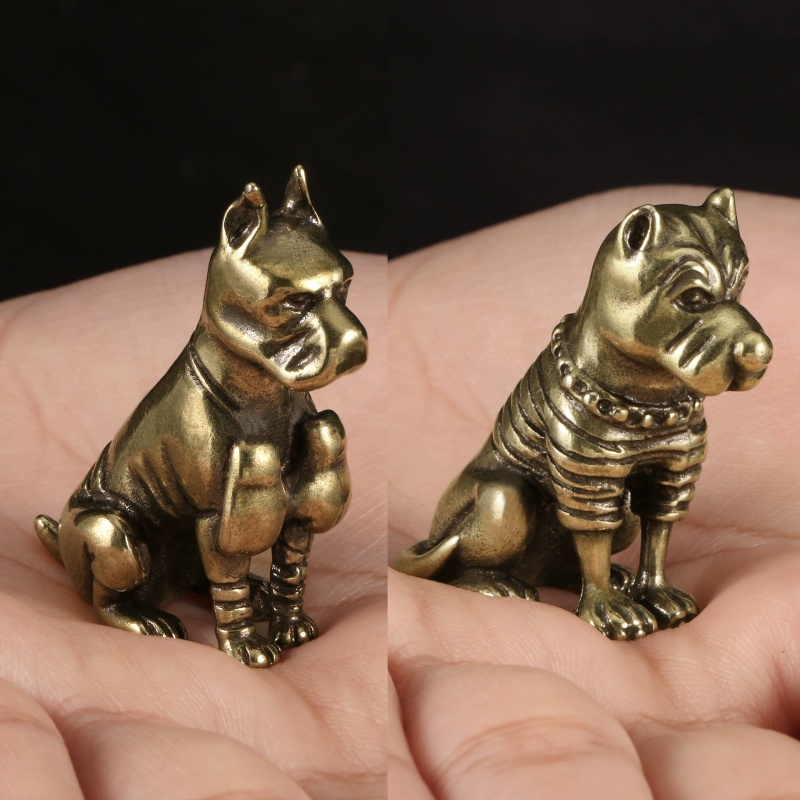 Vintage Solid Brass Pitbull Bu - Vintage Collectible Christmas Ornaments review and price