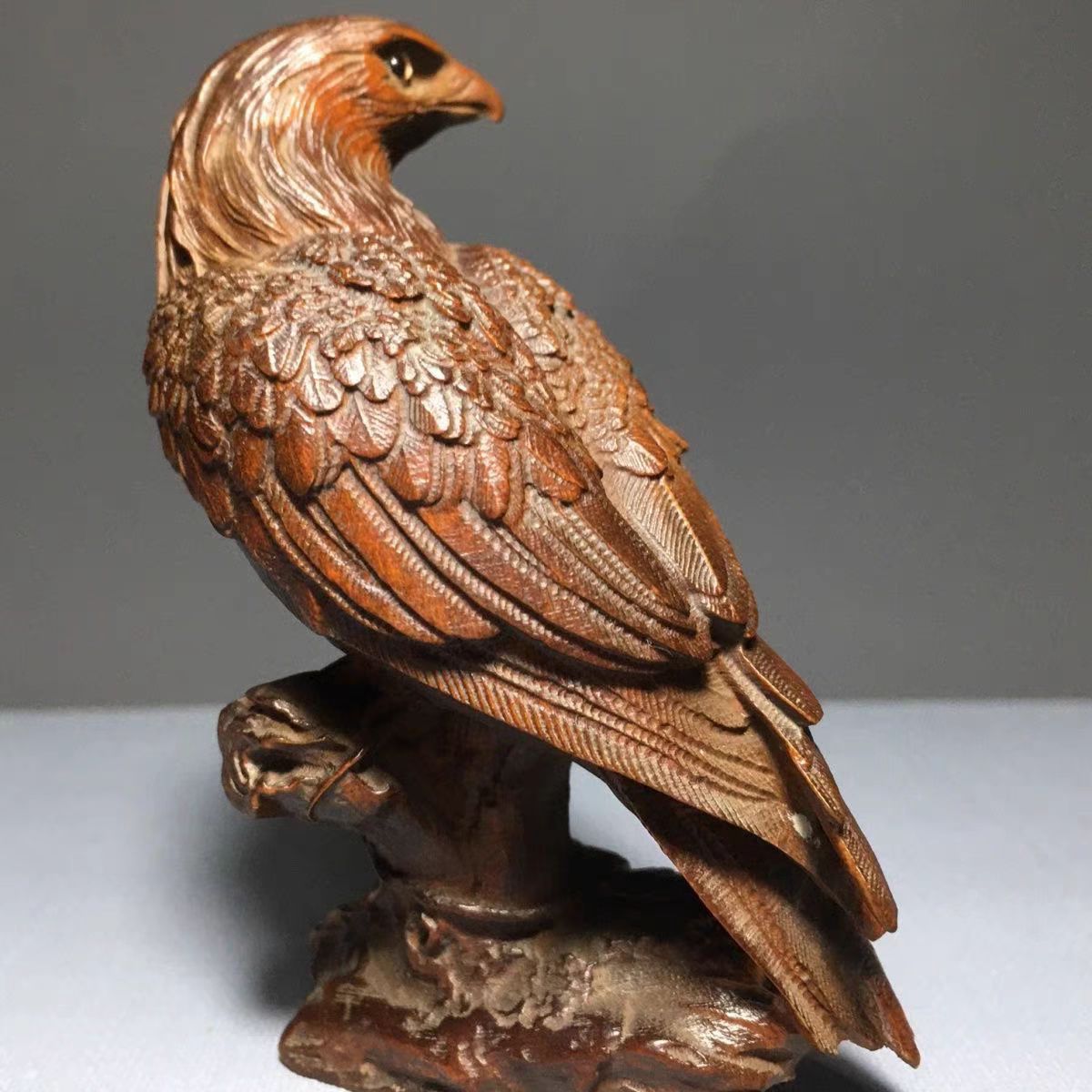 Solid Boxwood Carving Hawk Orn - Vintage Collectible Christmas Ornaments review and price
